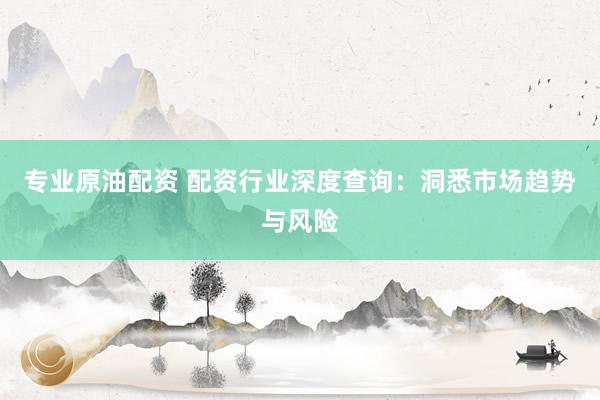 专业原油配资 配资行业深度查询：洞悉市场趋势与风险